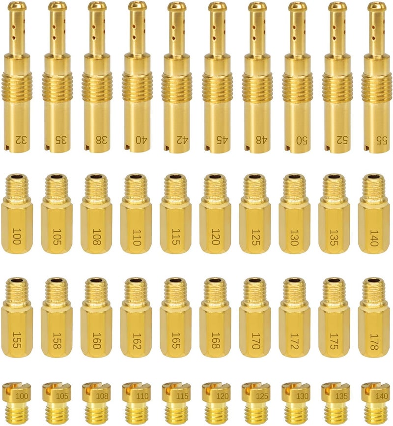 OXCANO 40PCS Carburetor Main Jet Kits, 30pcs Carburetor Main Jet # 100-178 & 10pcs Slow Pilot Jet # 32-55, Compatible with PWK Keihin OKO CVK KOSO PWK Carb, Replace SCL-2018090002-ZH-T-01 - Image 1